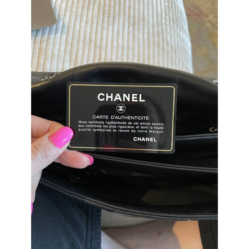 Authentic Chanel Black Quilted Lambskin Leather 3 Accordion Flap Bag - Picture 4 of 11